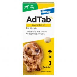 Ein aktuelles Angebot für ADTAB 450 mg Kautabletten für Hunde >11-22 kg 3 St Kautabletten Flöhe, Würmer & Zecken - jetzt kaufen, Marke Elanco Deutschland GmbH.