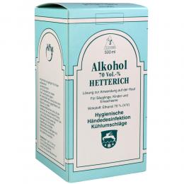 ALKOHOL 70% V/V Hetterich 500 ml Lösung