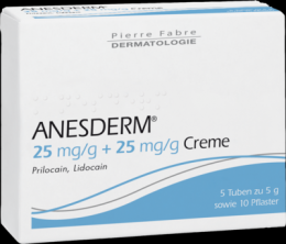 ANESDERM 25 mg/g + 25 mg/g Creme + 10 Pflaster 5X5 g