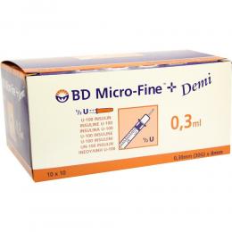 BD Micro Fine+ U100  Insulin Spritzen Demi 0.3x8mm 100 St Spritzen