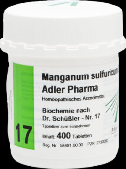 BIOCHEMIE Adler 17 Manganum sulfuricum D 12 Tabl. 400 St