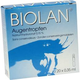 Ein aktuelles Angebot für BIOLAN Augentropfen 20 X 0.35 ml Einzeldosispipetten Trockene & gereizte Augen - jetzt kaufen, Marke Santen GmbH.