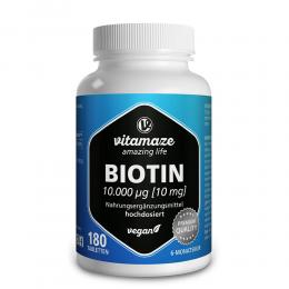 Ein aktuelles Angebot für BIOTIN 10 mg hochdosiert vegan Tabletten 180 St Tabletten Nahrungsergänzungsmittel - jetzt kaufen, Marke Vitamaze GmbH.