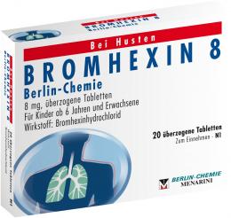Ein aktuelles Angebot für BROMHEXIN 8 BERLIN CHEMIE 20 St Überzogene Tabletten Grippemittel - jetzt kaufen, Marke Berlin-Chemie AG.