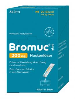 Ein aktuelles Angebot für BROMUC akut 200 mg Hustenlöser 20 St Pulver zur Herstellung einer Lösung zum Einnehmen Hustenlöser - jetzt kaufen, Marke Aristo Pharma GmbH.
