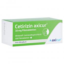 CETIRIZIN axicur 10 mg Filmtabletten 100 St Filmtabletten