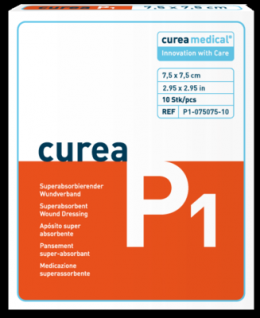CUREA P1 superabsorb.Wundauflage 7,5x7,5 cm 10 St