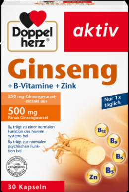 DOPPELHERZ Ginseng 250+B-Vitamine+Zink Kapseln 30 St