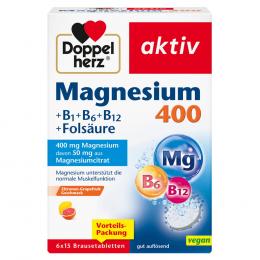 DOPPELHERZ Magnesium 400+B-Vitamin+Folsäure Brausetabletten 6 X 15 St Brausetabletten