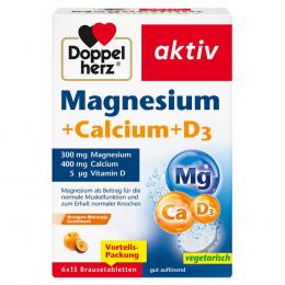 DOPPELHERZ Magnesium+Calcium+D3 Brausetabletten 6 X 15 St Brausetabletten