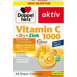 DOPPELHERZ Vitamin C 1000+D3+Zink Depot Tabletten 60 St Tabletten