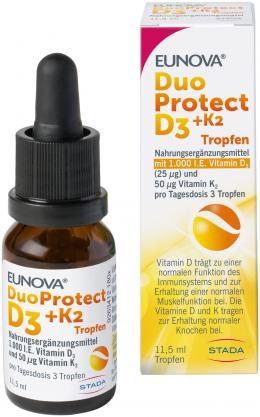 Ein aktuelles Angebot für EUNOVA DuoProtect D3+K2 1000 I.E./50 µg Tropfen 11.5 ml Tropfen Vitaminpräparate - jetzt kaufen, Marke Stada Consumer Health Deutschland Gmbh.