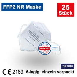 FFP2 NR Atemschutzmaske 5-lagig einzeln verpackt CE2163 25 St