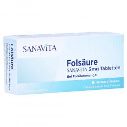 FOLSÄURE SANAVITA 5 mg Tabletten 50 St Tabletten