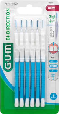 GUM Bi-Direction Interdentalb.0,9 mm blau 6 St