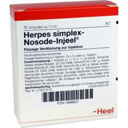 HERPES SIMPLEX Nosode Injeel Ampullen 10 St Ampullen