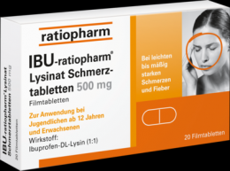 IBU-RATIOPHARM Lysinat Schmerztabl.500 mg 20 St