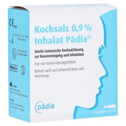 Ein aktuelles Angebot für KOCHSALZ 0,9% Inhalat Pädia Ampullen 20 X 2.5 ml Ampullen Häusliche Pflege - jetzt kaufen, Marke Pädia GmbH.
