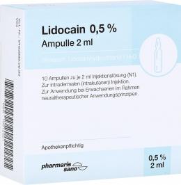LIDOCAIN pharmarissano 0,5% Inj.-Lsg.Ampullen 2 ml 10 X 2 ml Injektionslösung
