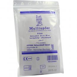 MULLTUPFER 20x20 cm pflaumengross steril 5 St Tupfer
