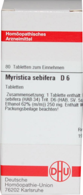 MYRISTICA SEBIFERA D 6 Tabletten 80 St