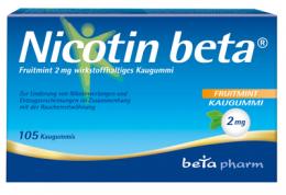 NICOTIN beta Fruitmint 2 mg wirkstoffhalt.Kaugummi 105 St