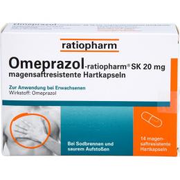 OMEPRAZOL-ratiopharm SK 20 mg magensaftr.Hartkaps. 14 St.