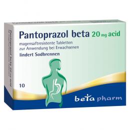 PANTOPRAZOL beta 20 mg acid magensaftres.Tabletten 10 St Tabletten magensaftresistent