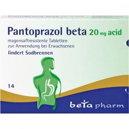 PANTOPRAZOL beta 20 mg acid magensaftres.Tabletten 14 St.