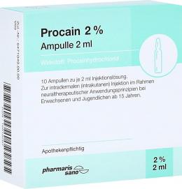 Ein aktuelles Angebot für PROCAIN pharmarissano 2% Inj.-Lsg.Ampullen 2 ml 10 X 2 ml Injektionslösung  - jetzt kaufen, Marke medphano Arzneimittel GmbH.