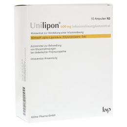 Ein aktuelles Angebot für UNILIPON 600 Infusionslösungskonzentrat 1 X 10 St Infusionslösungskonzentrat Nahrungsergänzung für Diabetiker - jetzt kaufen, Marke Köhler Pharma GmbH.