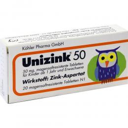 UNIZINK 50 20 St Tabletten magensaftresistent