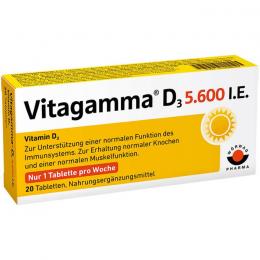 VITAGAMMA D3 5.600 I.E .Vitamin D3 NEM Tabletten 20 St.