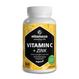 VITAMIN C 1000 mg hochdosiert+Zink vegan Tabletten 360 St Tabletten