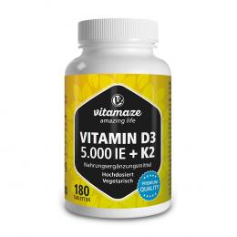 VITAMIN D3 K2 5000 I.E./100 myg hochdosiert Tabl. 180 St Tabletten