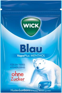 WICK Blau VapoPlus Menthol ohne Zucker 72 g Bonbons