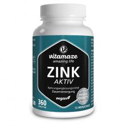 ZINK AKTIV 25 mg hochdosiert vegan Tabletten 360 St Tabletten