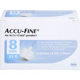 ACCU FINE sterile Nadeln f.Insulinpens 8 mm 31 G 100 St.