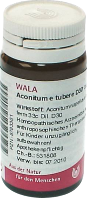 ACONITUM E tubere D 30 Globuli 20 g