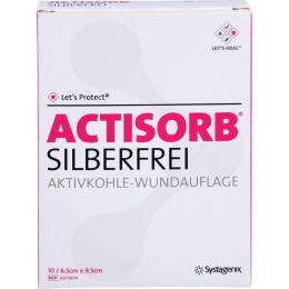 ACTISORB SILBERFREI 6,5x9,5 cm Aktivkohle 10 St.