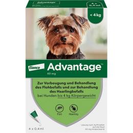ADVANTAGE 40 Lösung f.Hunde bis 4 kg 4 St.