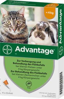 ADVANTAGE 40 mg Lsg.f.kl.Katzen/kl.Zierkaninchen 4X0.4 ml