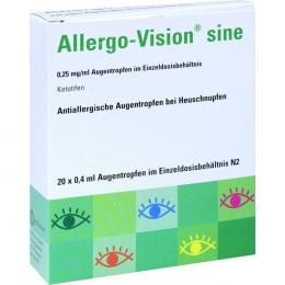Ein aktuelles Angebot für ALLERGO-VISION sine 0,25 mg/ml AT im Einzeldo.beh. 20 X 0.4 ml Einzeldosispipetten Augentropfen - jetzt kaufen, Marke OmniVision GmbH.