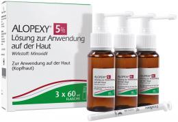 Ein aktuelles Angebot für ALOPEXY 5% Lösung zur Anwendung auf der Haut 3 X 60 ml Lösung Haarausfall - jetzt kaufen, Marke PIERRE FABRE DERMO-KOSMETIK - Geschäftsbereich: AVENE - DUCRAY - A-DERMA - RENE FURTERER - PFD.
