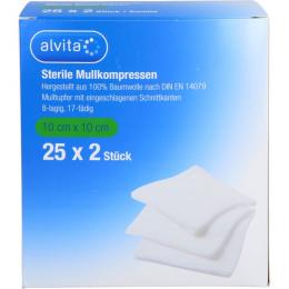 ALVITA Mullkompressen steril 10x10 cm 50 St.