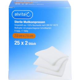 ALVITA Mullkompressen steril 7,5x7,5 cm 50 St.