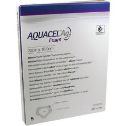 AQUACEL Ag Foam adhäsiv Sakral 16,9x20 cm Verband 5 St.