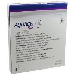 AQUACEL Ag Foam nicht adhäsiv 15x15 cm Verband 5 St.