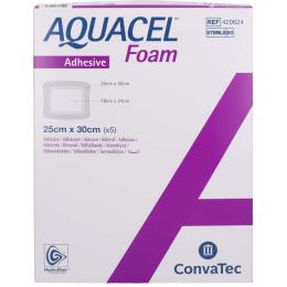 AQUACEL Foam adhäsiv 25x30 cm Verband 5 St.