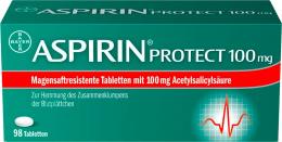 Ein aktuelles Angebot für Aspirin protect 100mg 98 St Tabletten magensaftresistent Blutverdünnung - jetzt kaufen, Marke Bayer Vital GmbH - Geschäftsbereich Pharma.